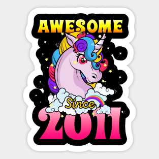 Funny Awesome Unicorn Since 2011 Cute Gift Sticker